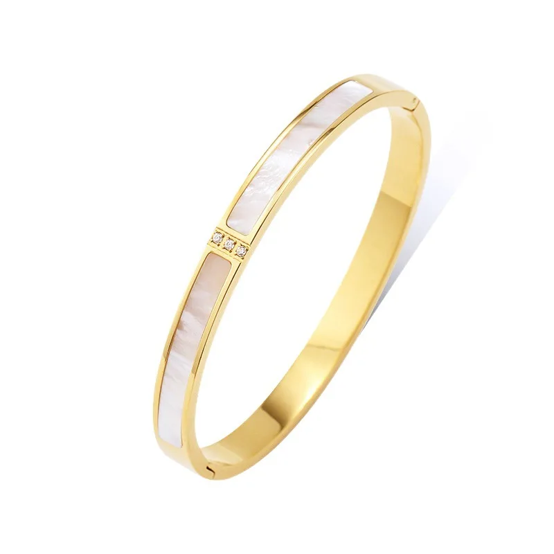 

Natural Shell Bracelets Fashion Stainless Steel Bracelets Three Diamonds Bracelets For Women Jewelry Gift Korea Women Bracelets