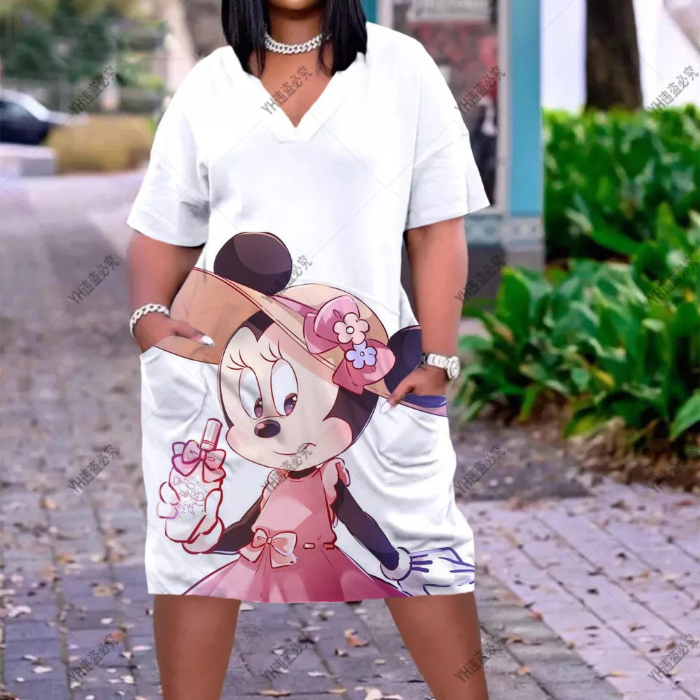 Женское винтажное платье до колен с коротким рукавом и 3D-принтом Микки Мауса |