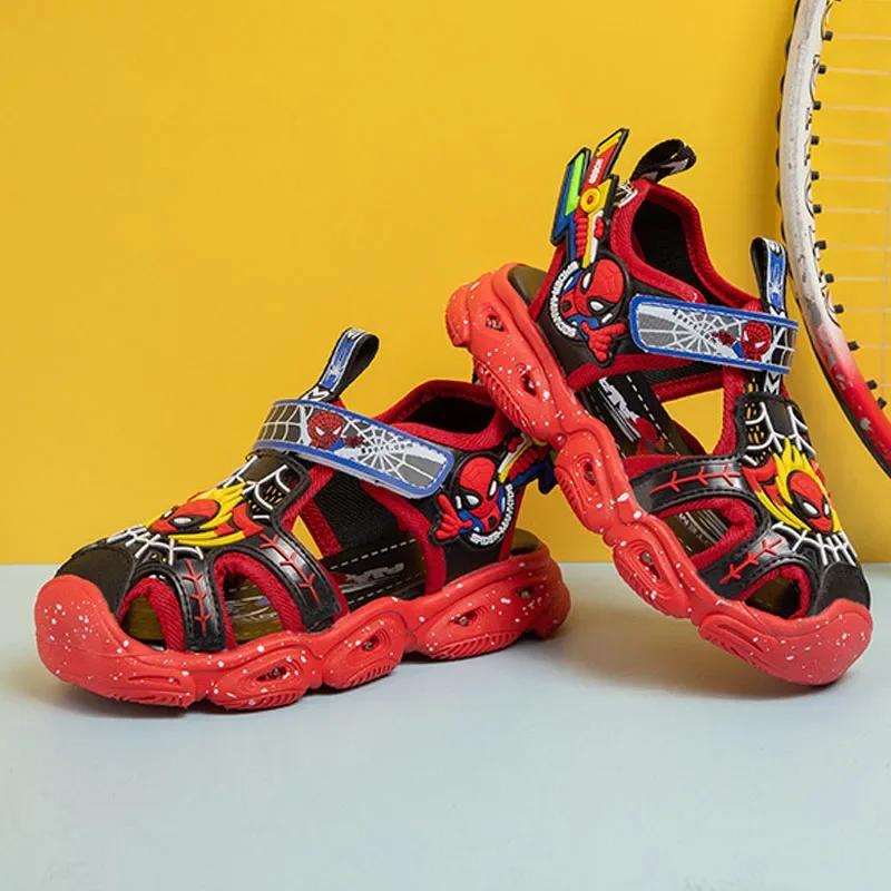 Детские Сандалии Disney Spider-man — Светящиеся Спортивные Тапочки Для Мальчиков