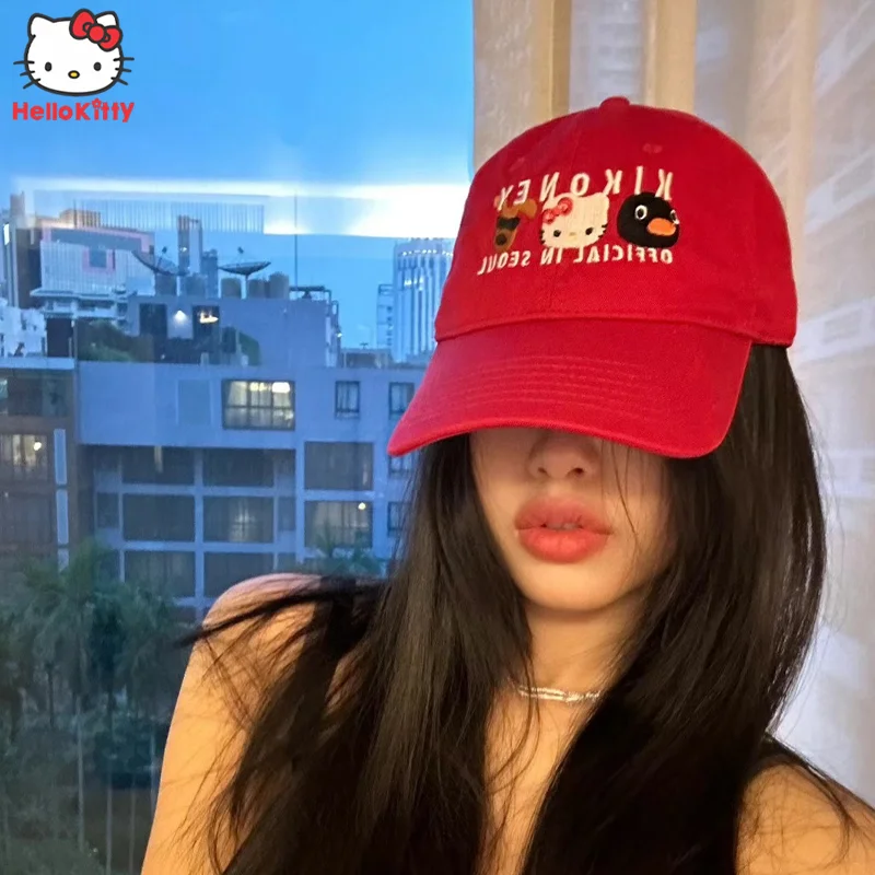 

Cartoon Sanrio Hello Kitty Baseball Cap Y2K Vintage Anime Embroidered Fashion Sun Hat Cute Girl Headdress Hip Hop Hat Golf Cap