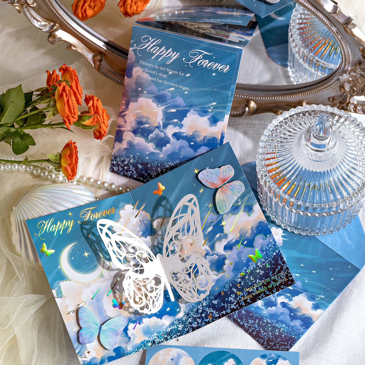 

Butterfly Shadow Series Envelope Set Literary Dreamy Hollow Butterfly Floral Birthday Blessing Card DIY Scrapbooking