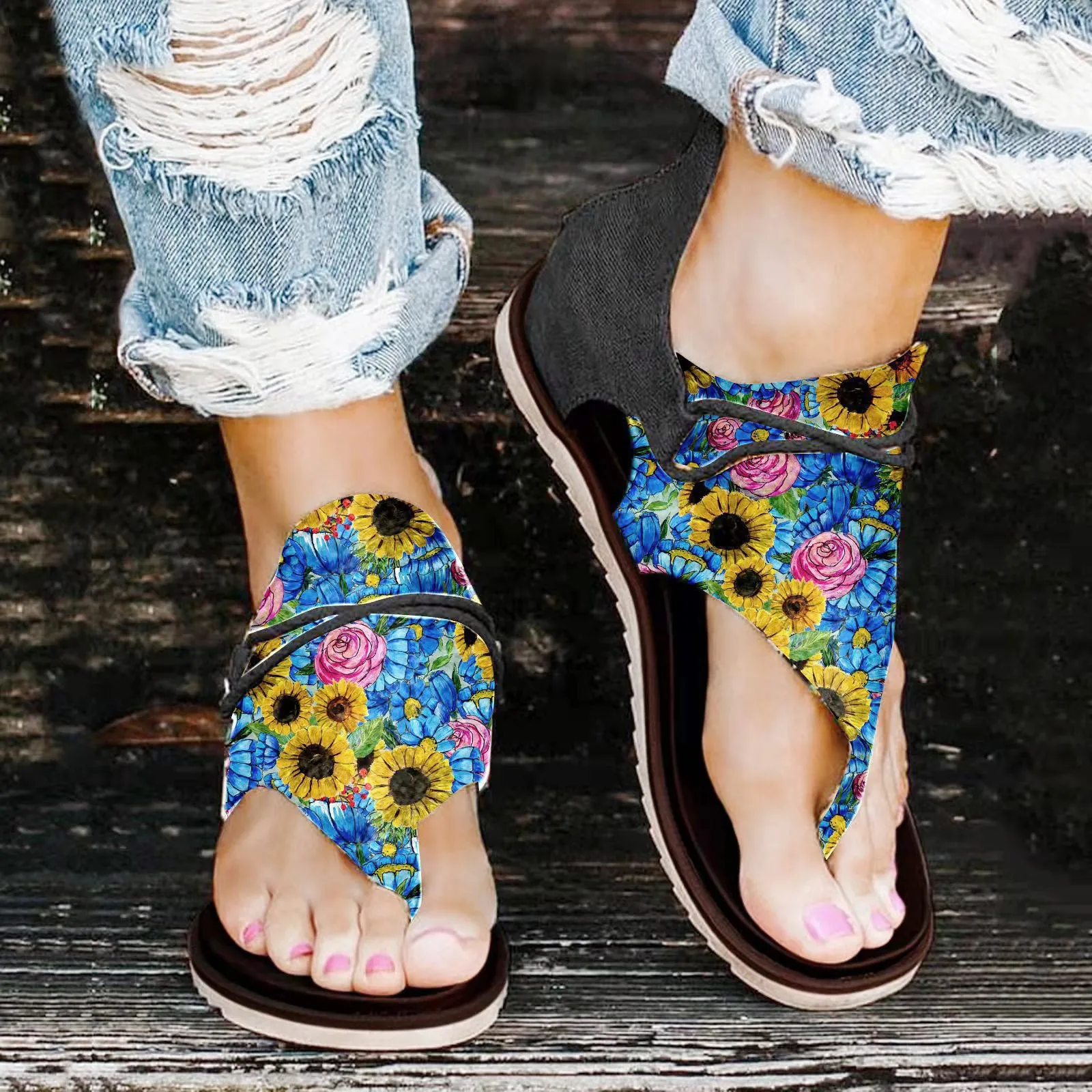 Женские сандалии Повседневные Удобные с открытым носком шлепанцы на плоской