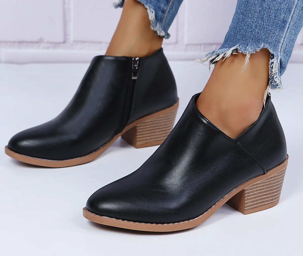 

Autumn Women Shoes Retro High Heel Ankle Boots Female Block Mid Heels Casual Botas Mujer Booties Feminina Plus Size 2022