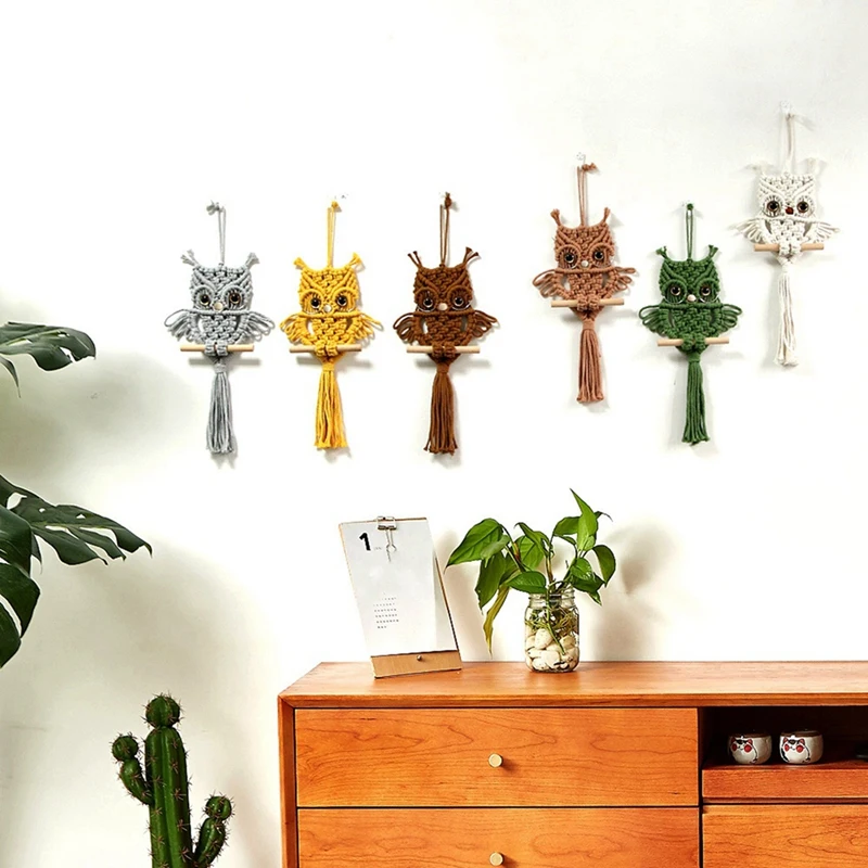Сова макраме гобелен тканый настенный кулон орнамент богемный