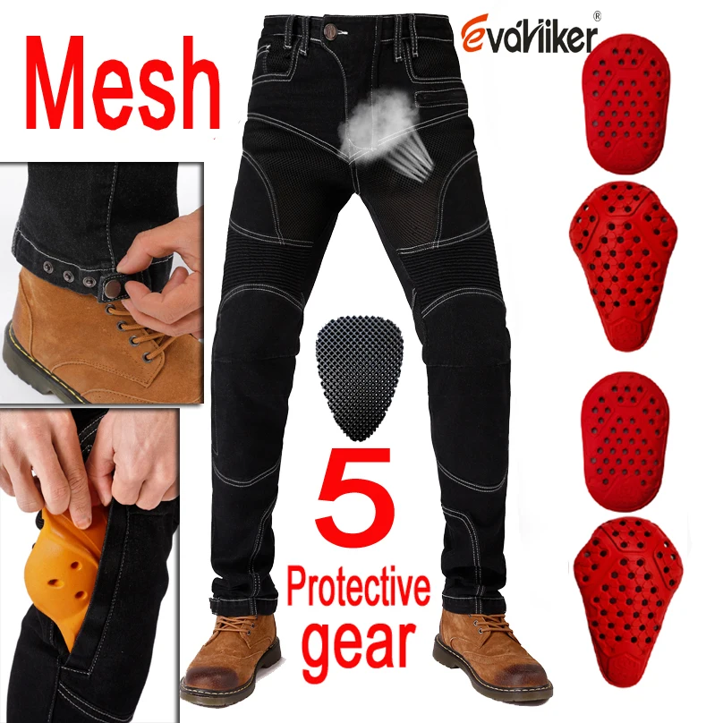 F-034 summer breathable Blue motorcycle Jeans Black Moto pants motorcycle riding jeans rally trousers With Protect Equipment