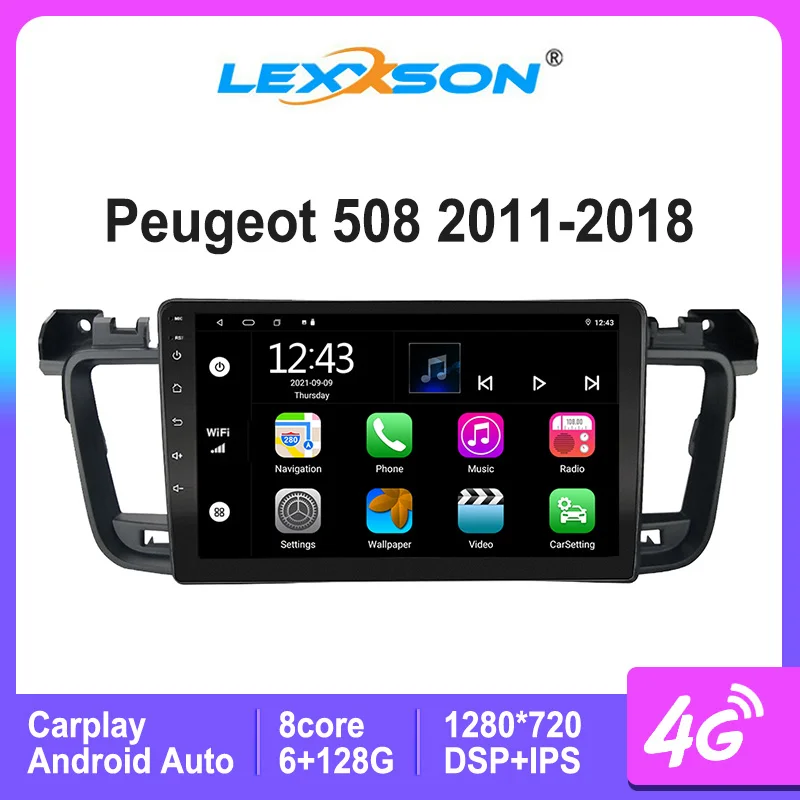 

LEXXSON Android 10 Auto CarPlay For Peugeot 508 2011- 2018 Car Radio Multimedia Video Navi GPS 1280*720 DSP FM BT 5.0 USB Player