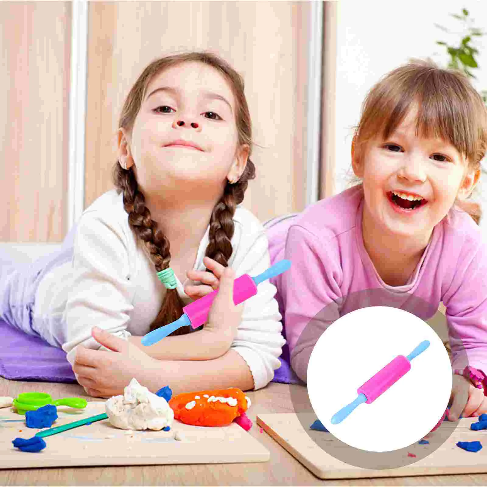 

Dough Pin Rolling Roller Kidsrollers Silicone Tools Kitchen Bread Set Handle Bakingpasta Kits