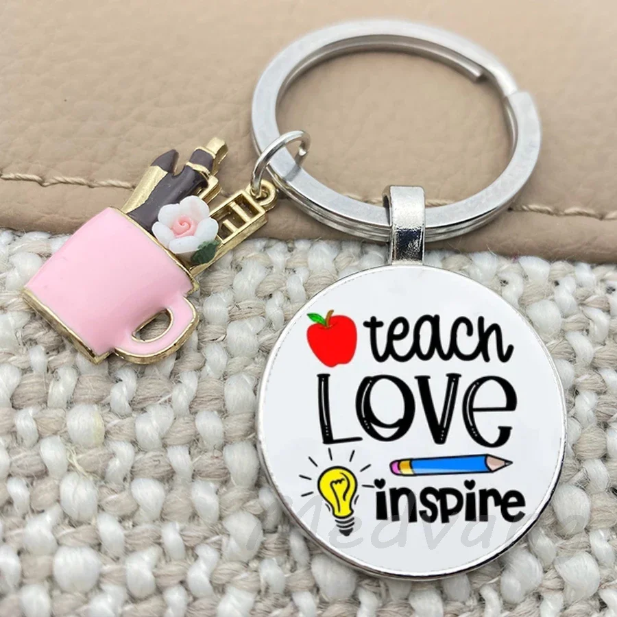Брелок для ключей Teach Love Inspire на День Благодарения стеклянный купольный брелок