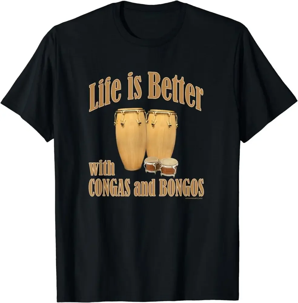 Рубашка с ударными барабанами Conga &amp Bongo Life is Better Высококачественная рубашка из 100%