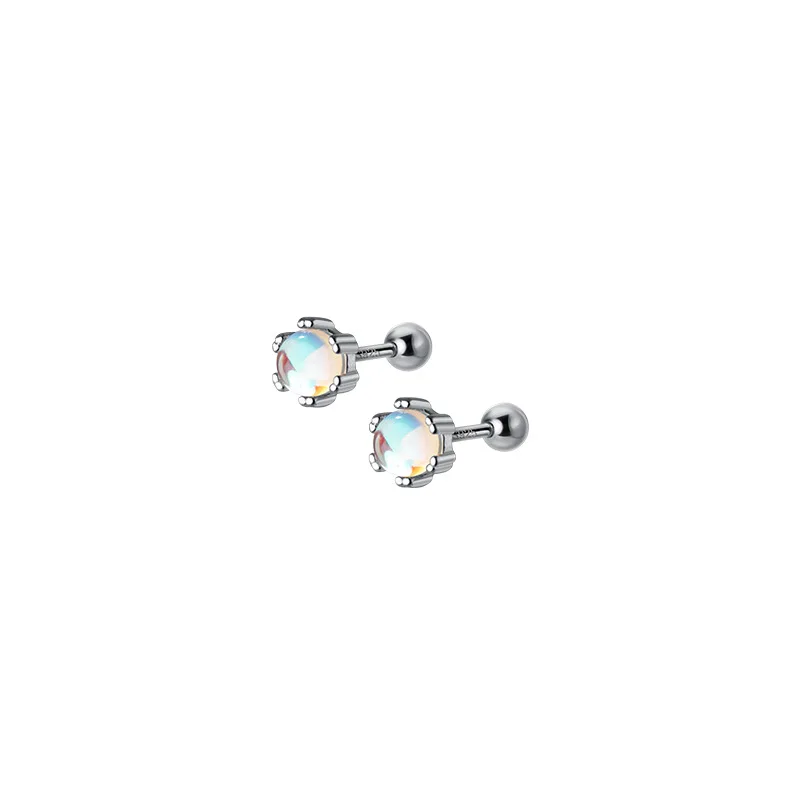 

925 Sterling Silver Cute Fashion Romantic Round Screw Stud Earrings For Women Wedding Fine Jewelry Gift