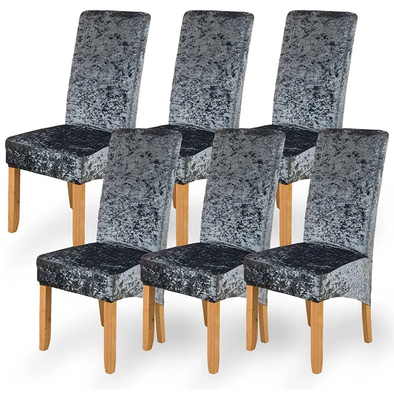 

6 Pack Stretch Velvet Chair Slipcovers XL Size High Back Chair Covers For Dining Kitchen Room Hotel Banquet Home Decor
