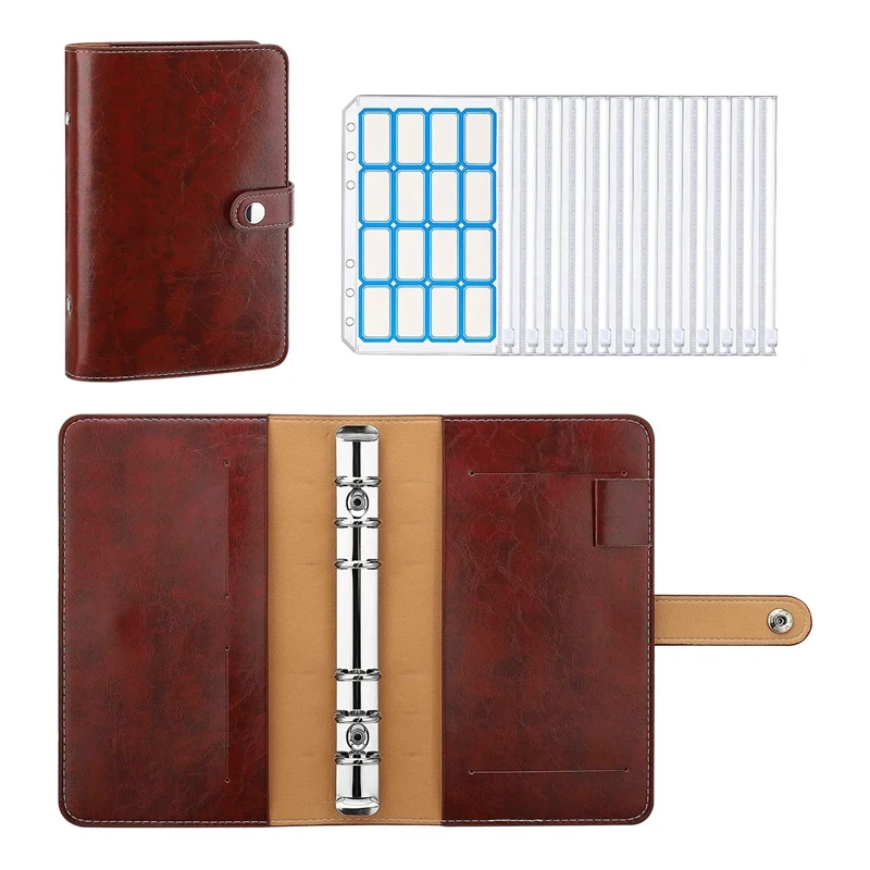 

A6 Budget Binder With Zipper Envelopes,Binder Cover Folder Budget Planner With Cash Envelopes Pockets & Label