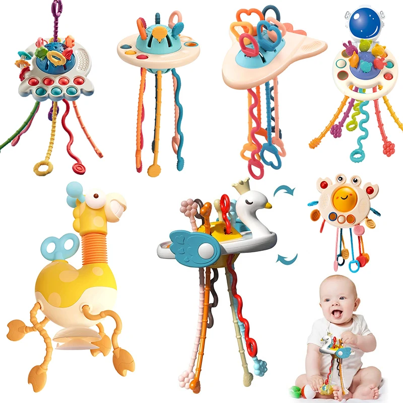 Sensorial Montessori Pull String Baby Toys 6 12 Months Teeth