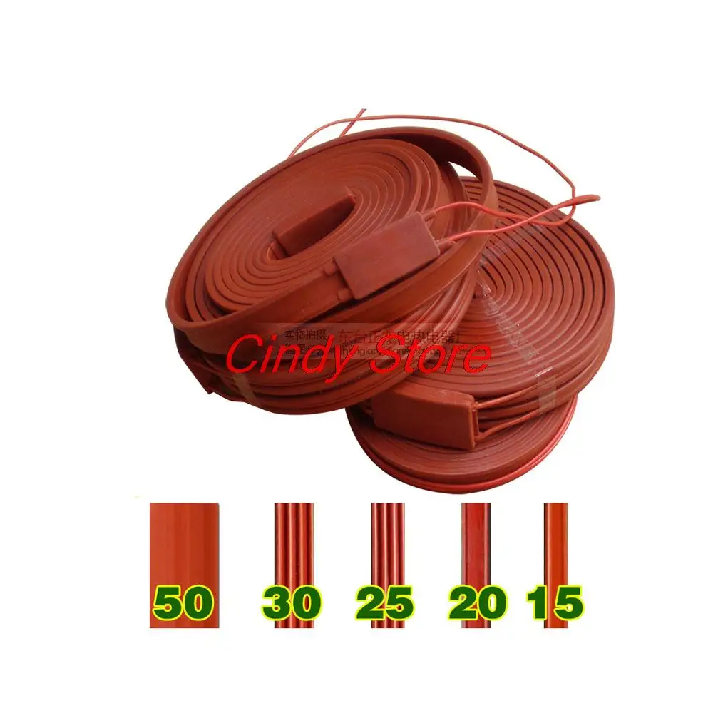 

220V 15/25/30/50mm 1-20 Meters Waterproof Flexible Silicone Heater Strip Belt Freeze Protection