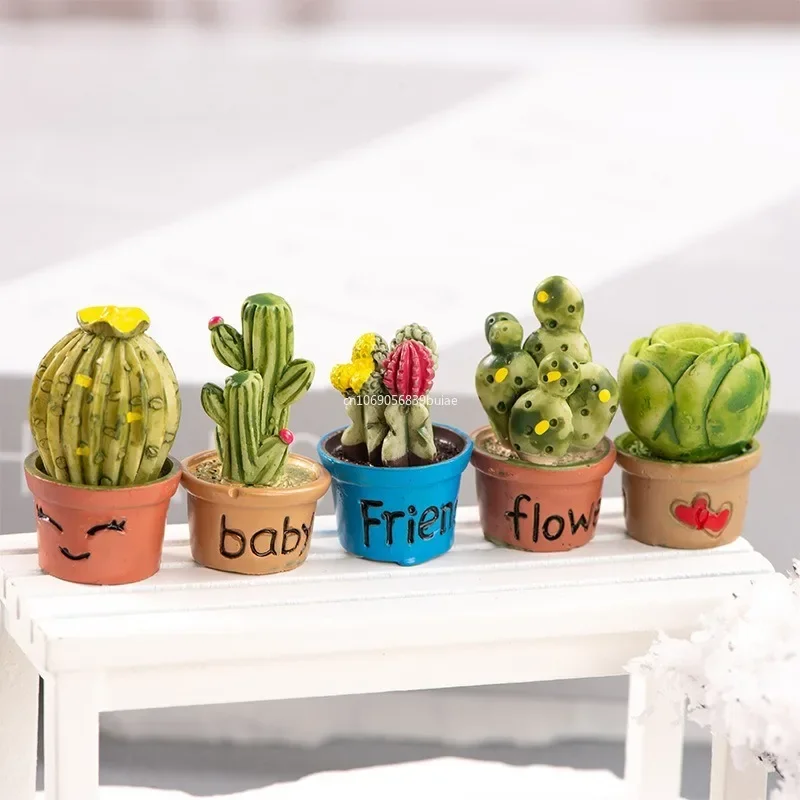 Мультяшный миниатюрный Кактус в горшке ручной работы реалистичное