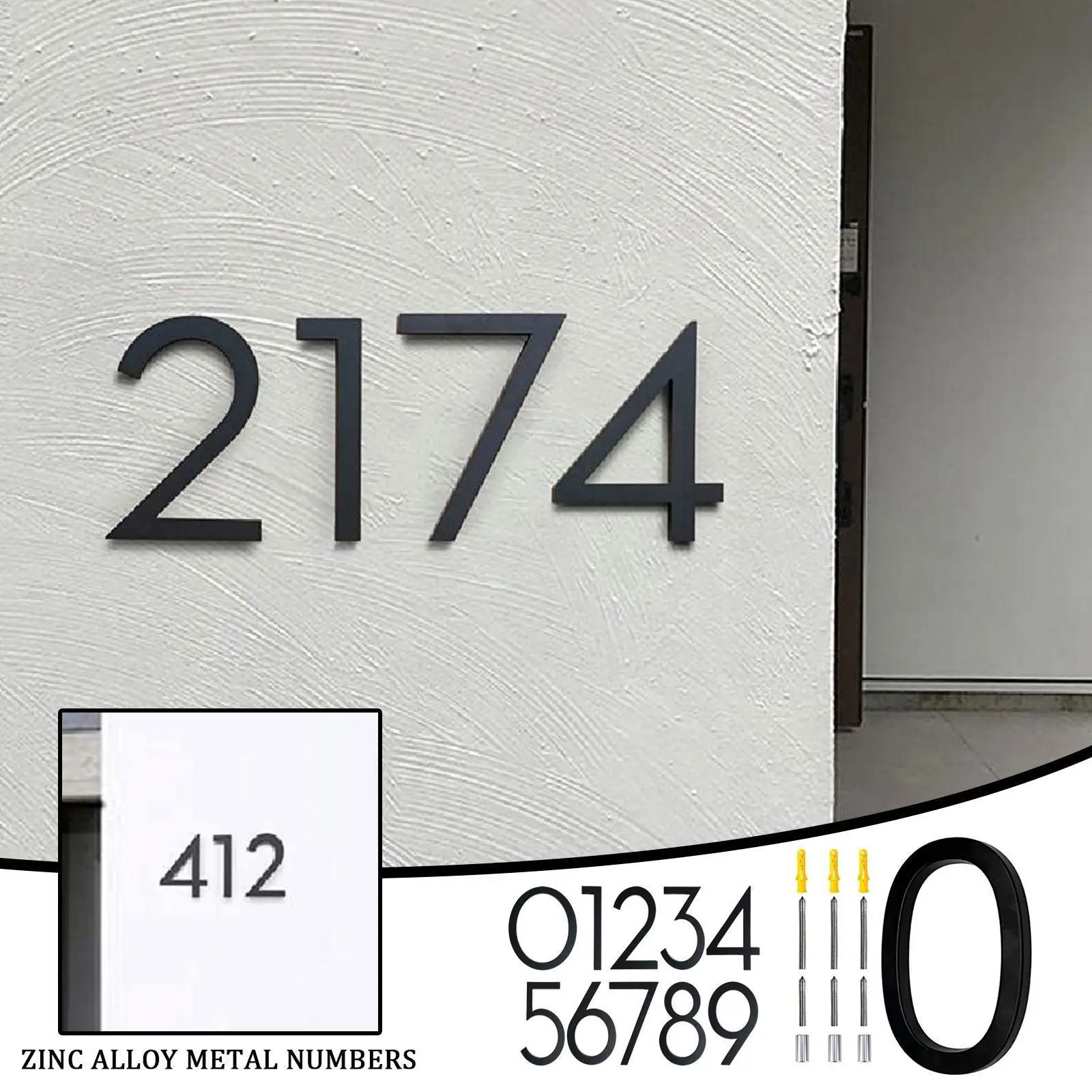 

1pc 5 Inch Black House Number 0-9 Floating Sign Modern Diy Numbers Metal Digital Address Outdoor Building Signage Signage D B6q5