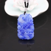blue white jade dragon pendant necklace chinese carved nautral fashion charm jewelry accessories amulet for men women gifts