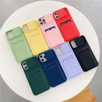 soft wallet card holder phone case for iphone 11 13 12 pro max x xs xr 6 7 8 plus se 2020 slide camera protection candy cover