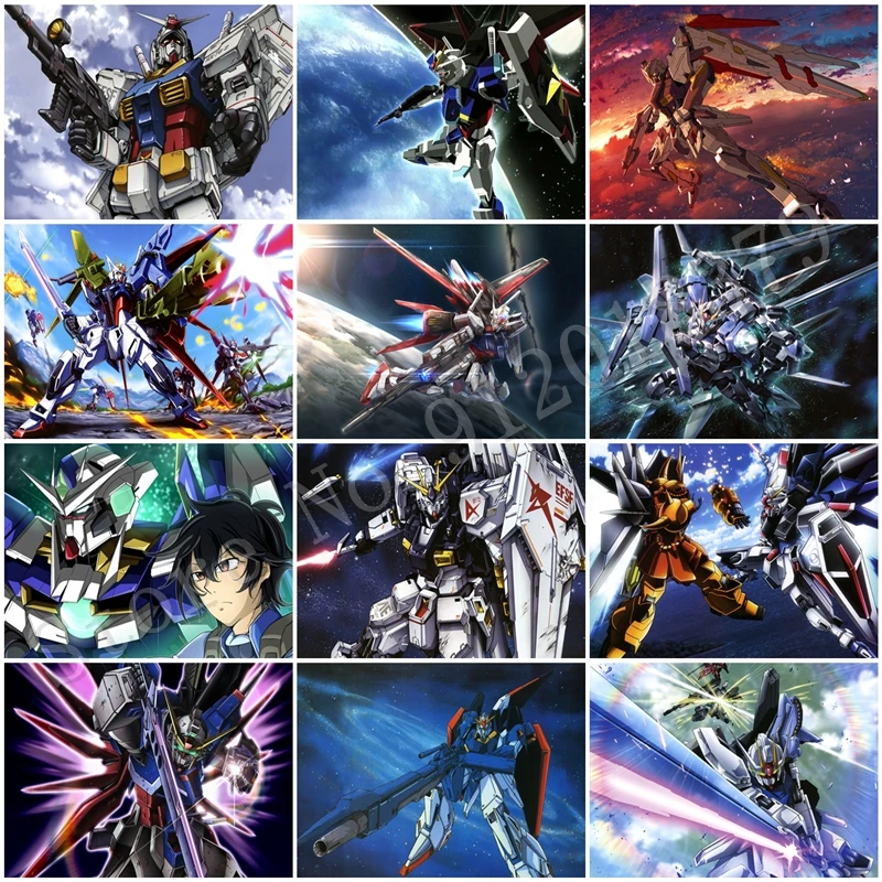 

Gundam Diamond Painting 5D Full Diamond Embroidery Mosaic Kit Cross Stitch Rhinestones Needlework Crafts Bandai Boy's Room Decor