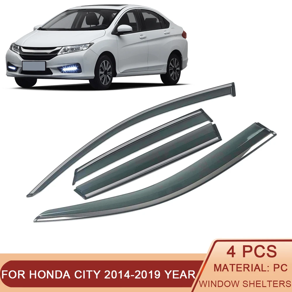 

For HONDA CITY 2014-2019 Car Window Sun Rain Shade Visors Shield Shelter Protector Cover Trim Frame Sticker Exterior Accessories