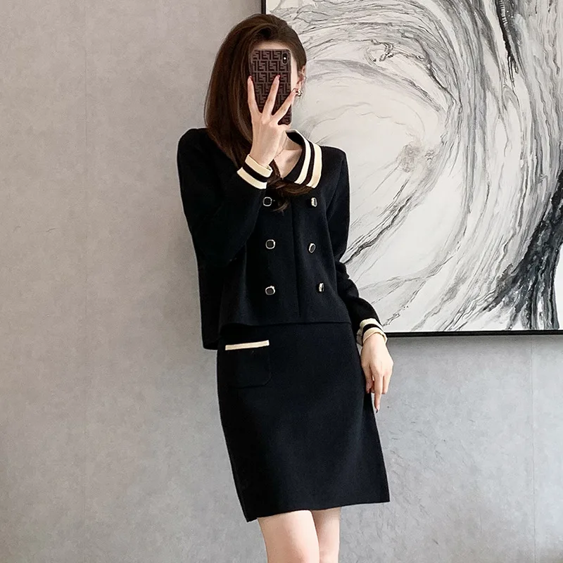 

High Quality 2023 Elegant Contrast Color Design Women Dress Female Evening Party Autumn Winter Crop Top Clothes Casual Y2k Robe