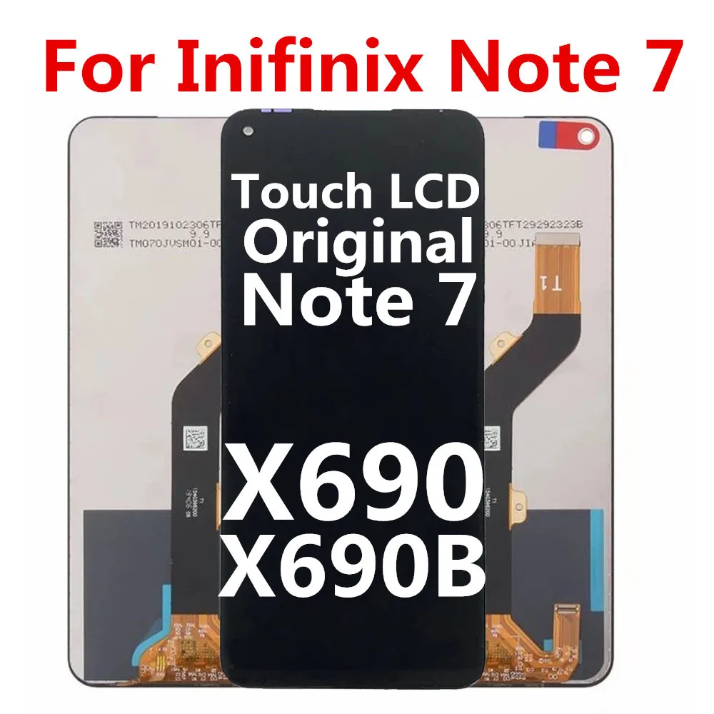 Оригинальный черный ЖК-дисплей 6,95 дюйма для Infinix Note 7 X690 X690B, детали для замены
