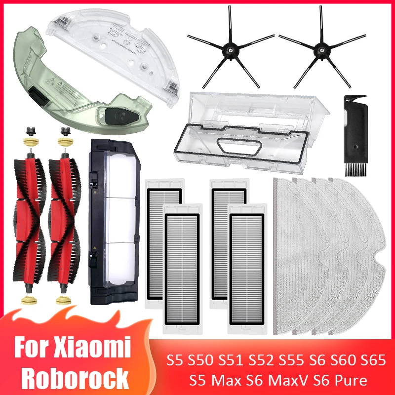 

For Roborock s5 Max s6 MaxV s6 Pure Robot Vacuum Cleaner Spare Parts Accessories Main Brush Side Brush Mop Cloth Rag Hepa Filter
