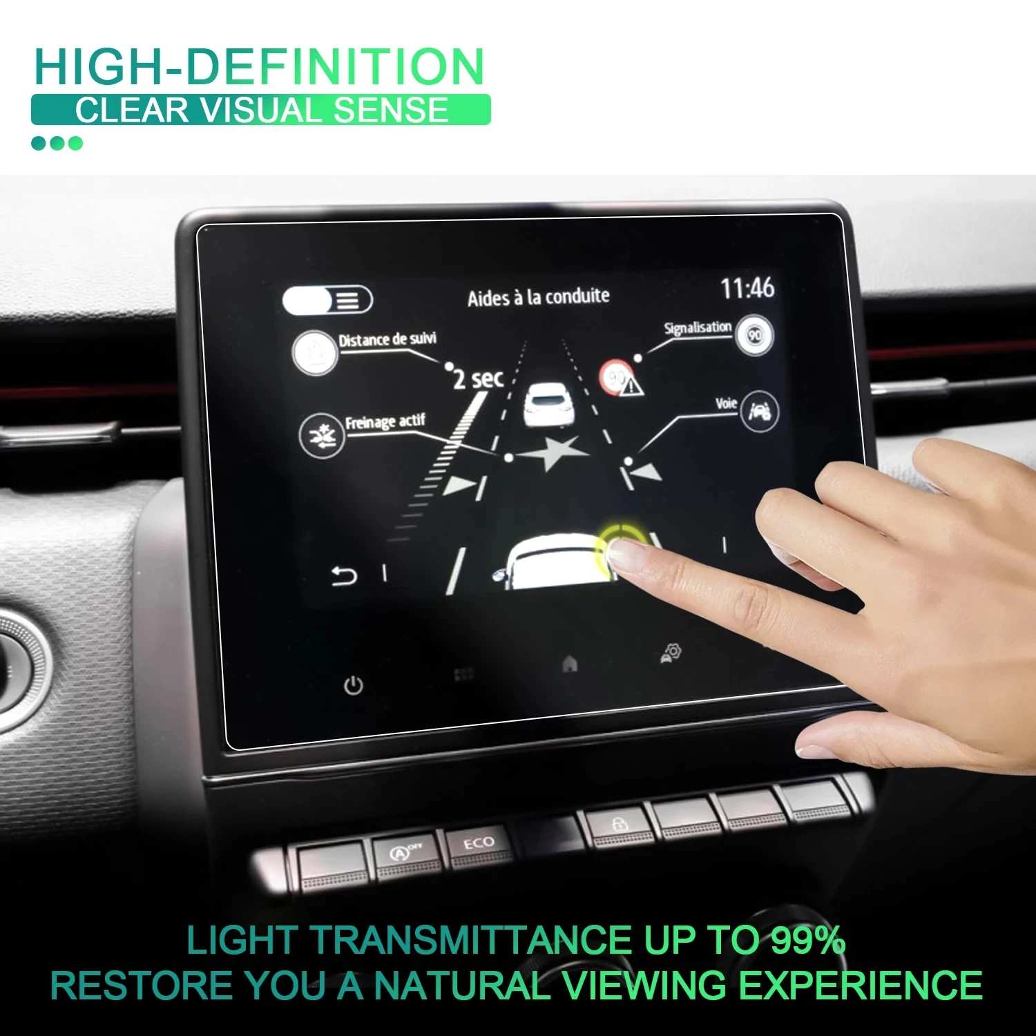 

2 PCS For Zoe easylink/Clio 5th easylink/Captur 2th easylink 2020 7-Inch Car Navigation Screen Protector Auto Interior PET Film