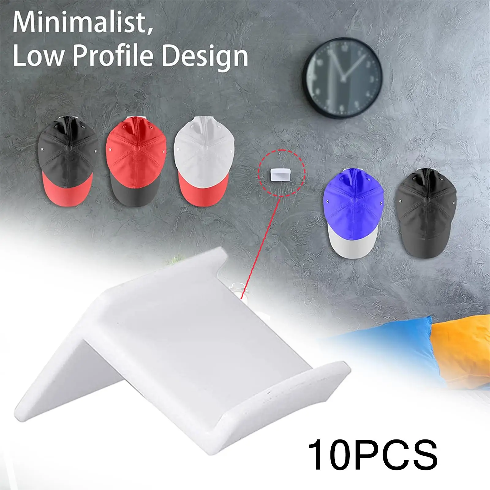 

10Pcs Wall Mount Hat Hook Pounch Free Multifunctional White Hats Display Sturdy Hat Holder Hat Hangers for Home Wall Accessory