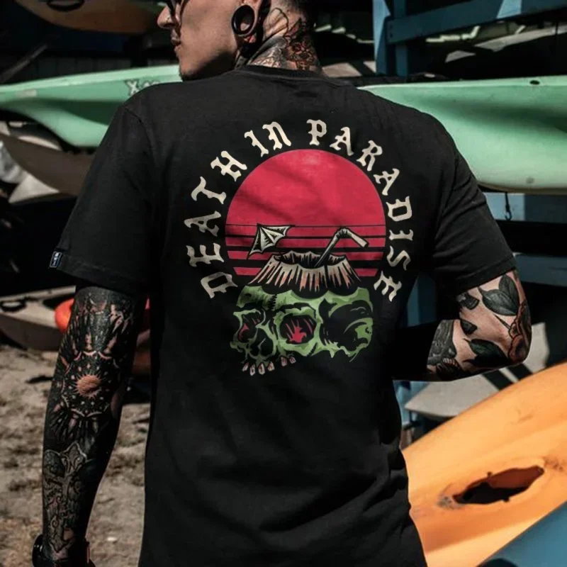 Футболка мужская с графическим принтом модная Свободная рубашка рисунком черепа