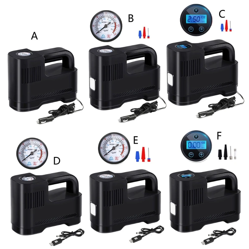 

12V/120W Portable Air Compressor Multifunctional Air Pump Tire Inflator with Bright Emergency Flashilight D7YA