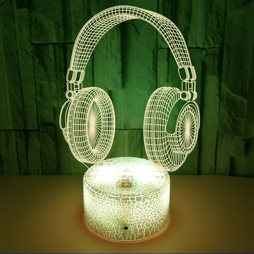 

Creative Game Headset 3D Lamp Acrylic USB LED Night Lights Neon Sign Lamp Christmas Decorations for Home Bedroom Birthday Gifts