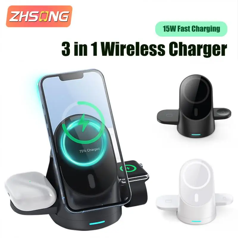 

Suitable 20w Obile Phone Watch Headset Fast Charging Dock Station For Airpods Wireless Charger Wireless Magnetic Suction 3 In 1