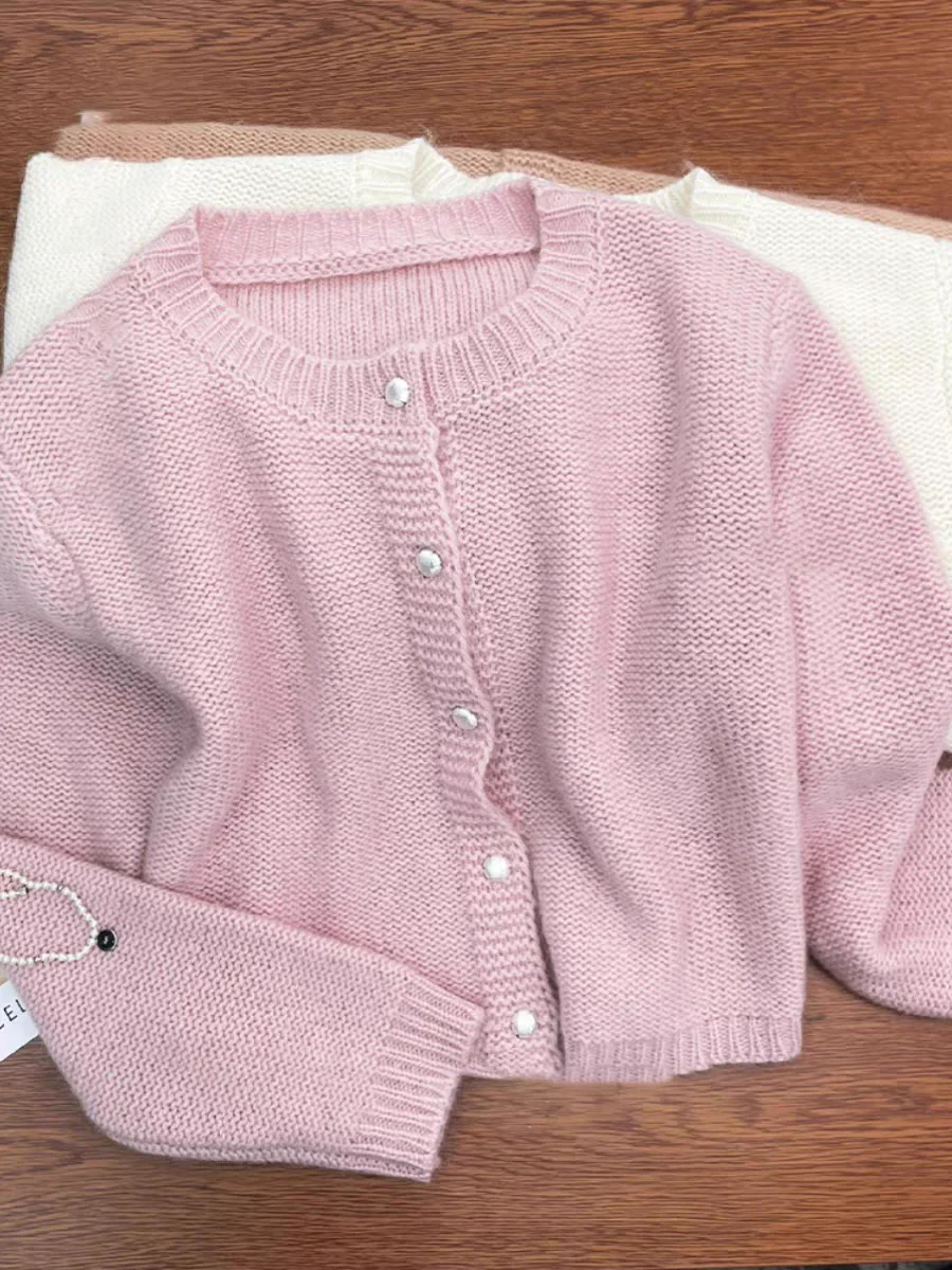 Женский однотонный кардиган Простой Трикотажный Джемпер в Корейском стиле