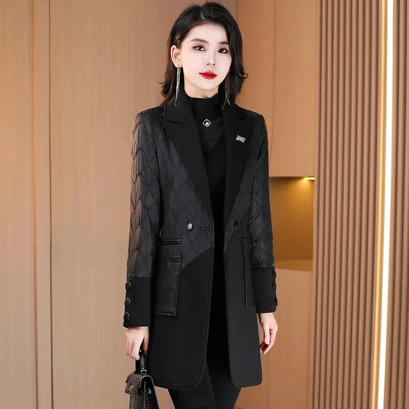 

Женское шерстяное пальто, утепленное пальто средней длины с хлопковой подкладкой, осень/зима 2022