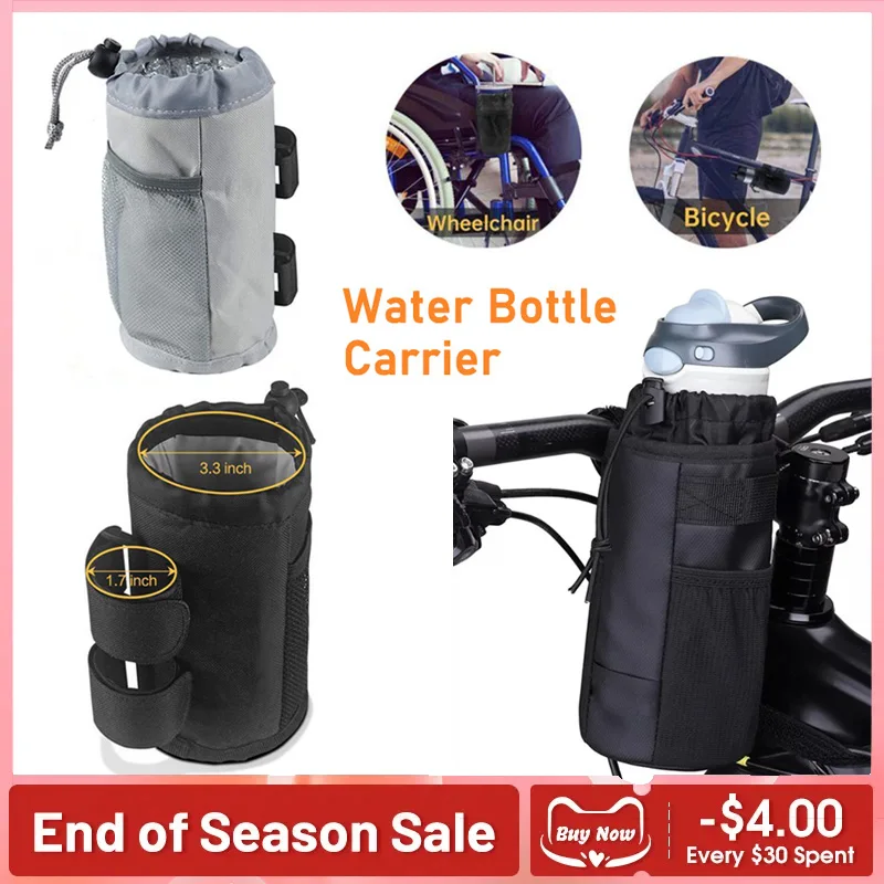 Bicycle Bag Bike Bottle Holder Handlebar Stem Thermal Bag with Mesh Pocket Coffee Cup Holders Cycling Water Bottle Carrier Bag