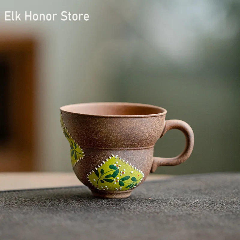 Чашка керамическая в стиле ретро старинная грязевая кружка ручная роспись для