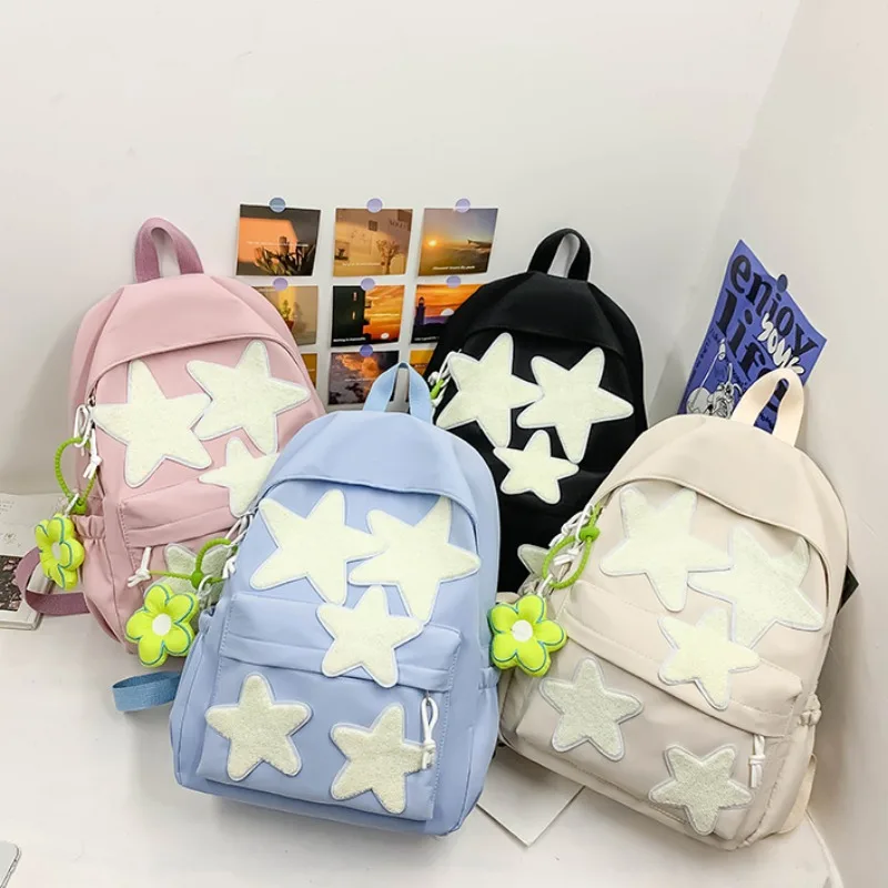 

Women's Casual School Backpack Cute Five-Pointed Star School Bags for Teenagers Girls Students Korean Style Laptop Bag