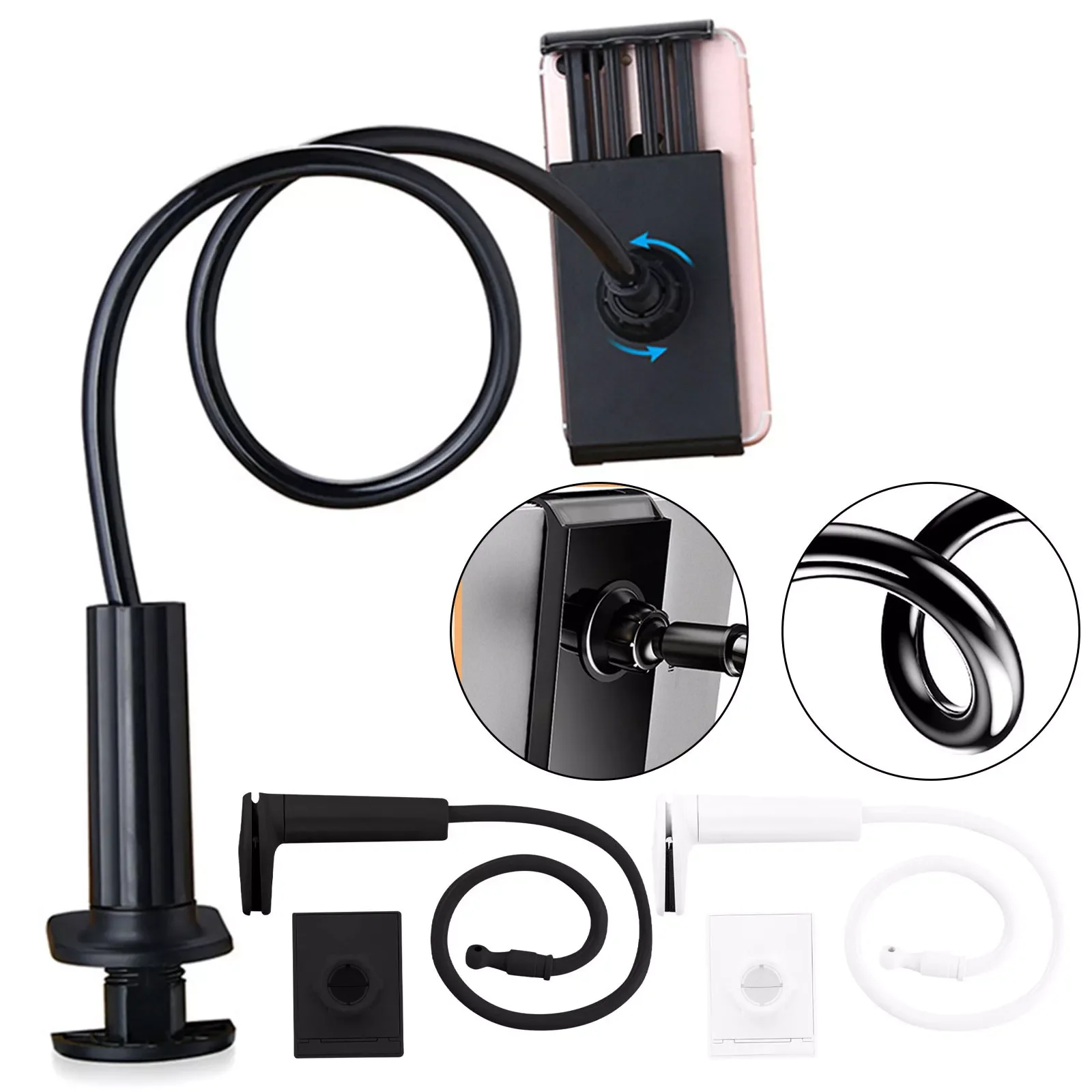 

Lazy Mobile Gooseneck Stand Holder Stents Flexible Bed Desk Table Clip Bracket for phone Flexible Holder Arm #