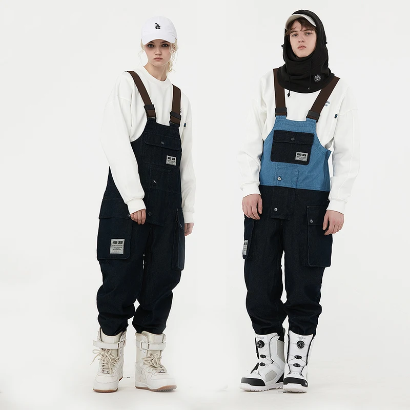 

Зимние женские лыжные штаны, мужские водонепроницаемые джинсовые комбинезоны, брюки для сноуборда, цельные лыжные костюмы, зимние штаны, ветрозащитные комбинезоны