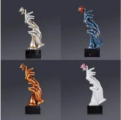 

Hand Rose Luxury Resin Arts Crafts Wedding Gifts Creative Sculptures Livingroom Desktop Ornaments Home Furnishings Decoration