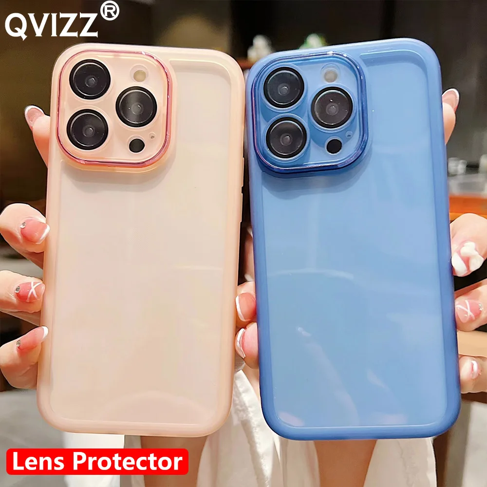 

Lens Film Protector Clear Case for iPhone 14 Pro Max Plus Luxury Soft Phone Cover iPhone 13 12 11 Pro Max XS XR 8 7 Plus SE 2022