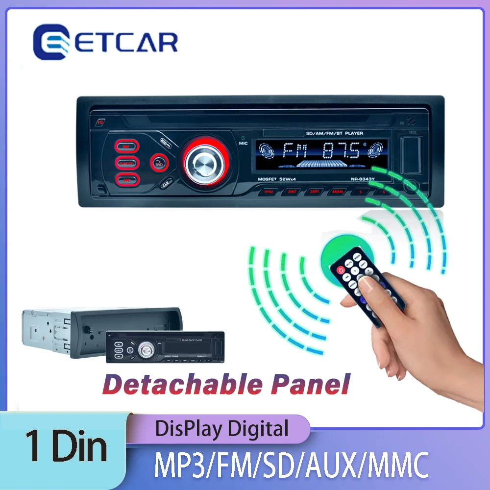 

Автомобильный MP3-плеер ETCAR со съемной панелью, FM-радио, тюнер со светодиодными сегментами, дисплеи, вход AUX, функция USB зарядки с управлением