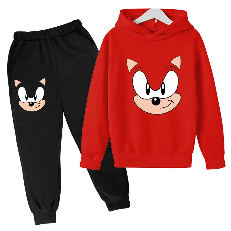 

Sonic Spring And Autumn Children's Hooded Sweatshirt Suit Children's Cotton Sweatshirt Hoodie Pants Long Sleeve Clothing 4-14T