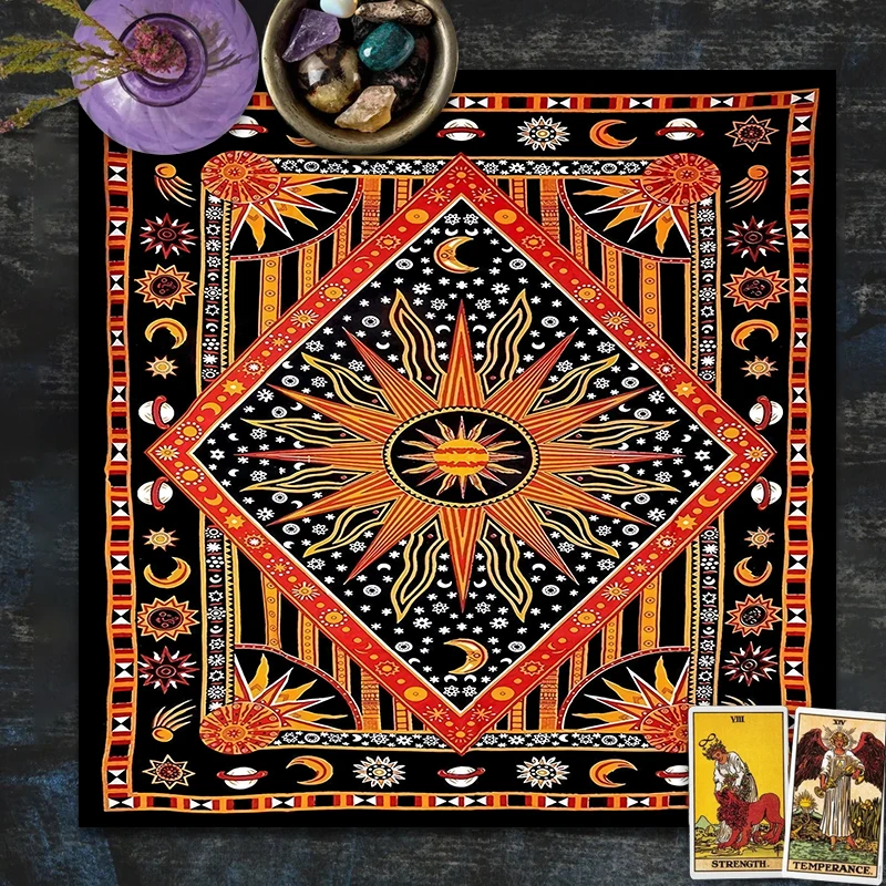 Тканевая скатерть Sun Moon Tarot для алтаря подвеска-Маятник из хрусталя полумесяц