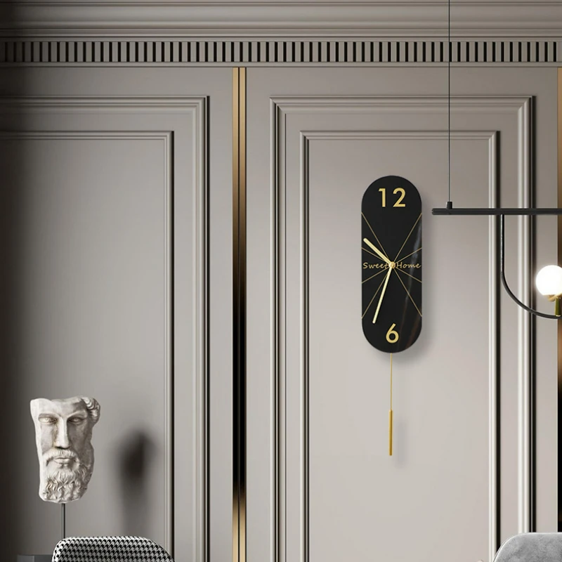

Home DecorSimple and Light Luxury Marbled Stone Slab Wall Clock Swing Mute Decorative Clock Wall Clock Modern Design