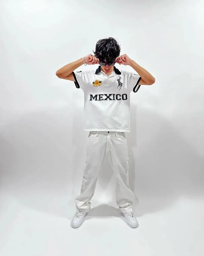 2024 американская уличная хип-хоп модная повседневная свободная рубашка-поло с