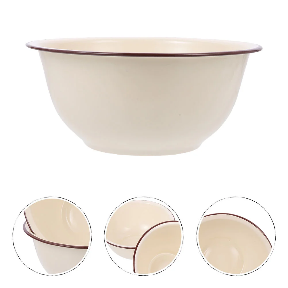 

Bowl Enamel Basin Mixing Vintage Enamelware Salad Soup Enameled Kitchen Lard Oil Set Bowls Dough Kneading Camping Retro