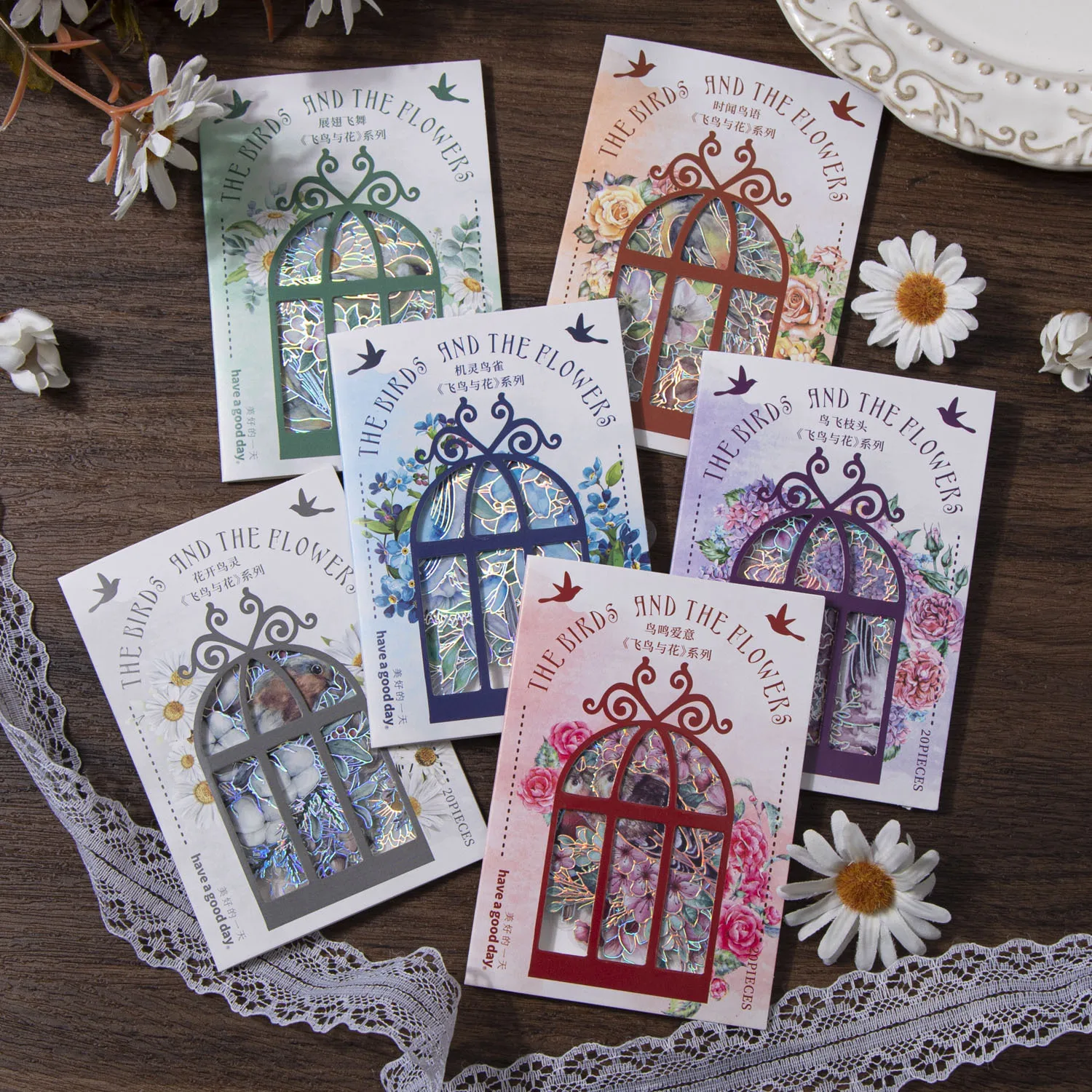 

20pcs/1lot Kawaii Scrapbook Sticker Birds and Flowers Scrapbooking Supplies Planner Decorative Craft Stationery Sticker
