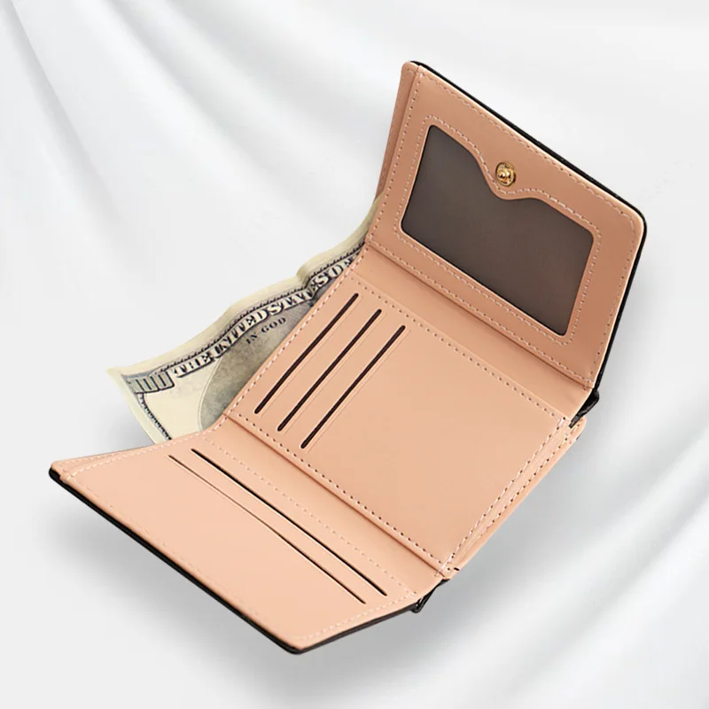 Luxury Designer Women Three Fold Wallets Fashion Leather Top Quality Card Holder Classic Female Coin Purse New Wallet for Women